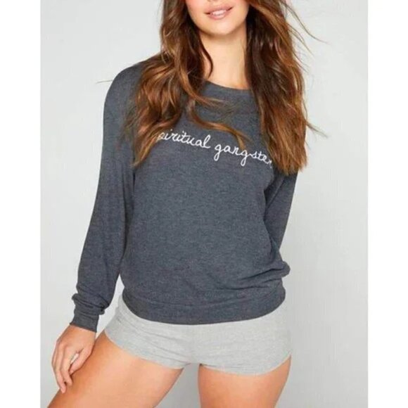 Spiritual Gangster Cursive Embroidered Logo Crewneck Sweatshirt Top, Size XS - Picture 1 of 7